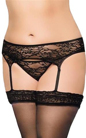 1-Pas do pończoch koronkowy SoftLine 3316 czarny 2XL-1