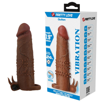 2-Przedłużka wibrująca na penisa Pretty Love brązowa 17 cm-2