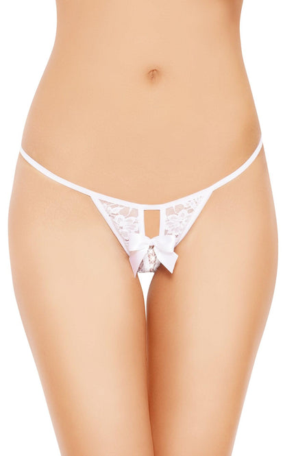 1-Koronkowe stringi open crotch SoftLine 2426 białe S/L-1