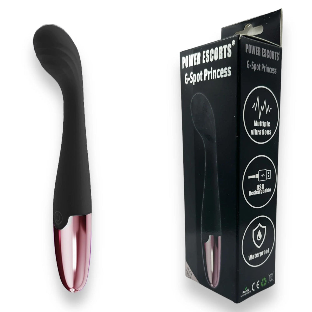 2-Wibrator punktu G Power Escorts silikonowy czarny USB 18 cm-2