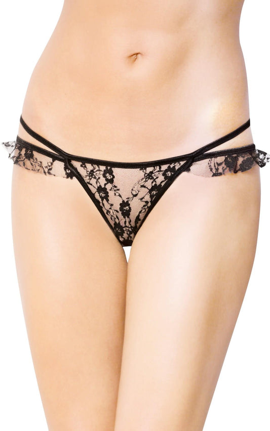 1-Stringi erotyczne SoftLine 2447 z kokardą czarne M/L-1