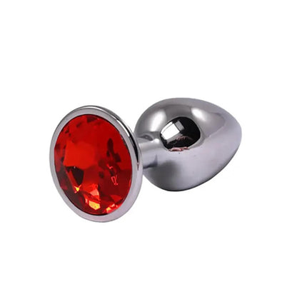 3-Duży srebrny korek analny z czerwonym diamentem Fantasy 9 cm-3