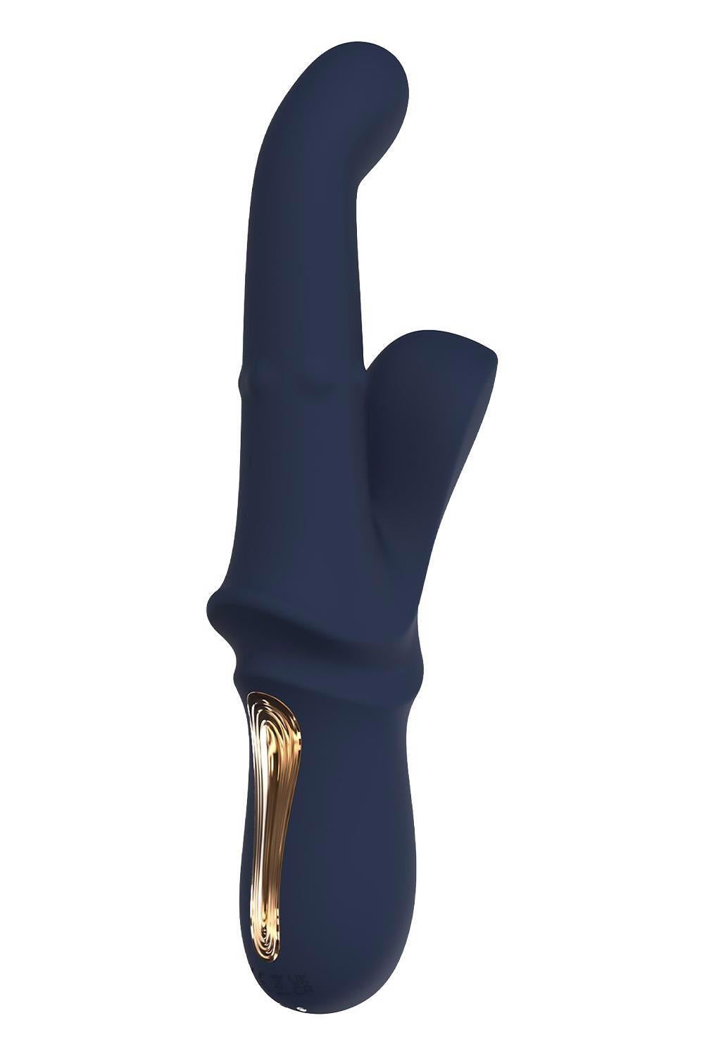 2-Wibrator króliczek Dreamtoys Iris Duo z kuleczkami niebieski-2