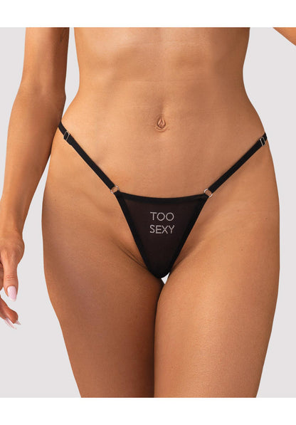 3-Stringi transparentne z napisem Too Sexy Obsessive S/M-3