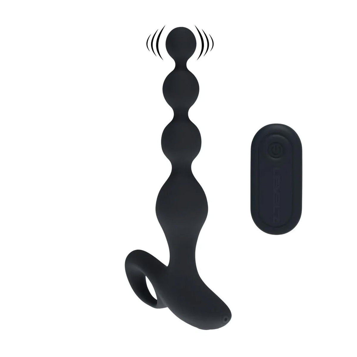3-Wibrujący koralikowy korek analny silikonowy Levelz czarny 20 cm-3