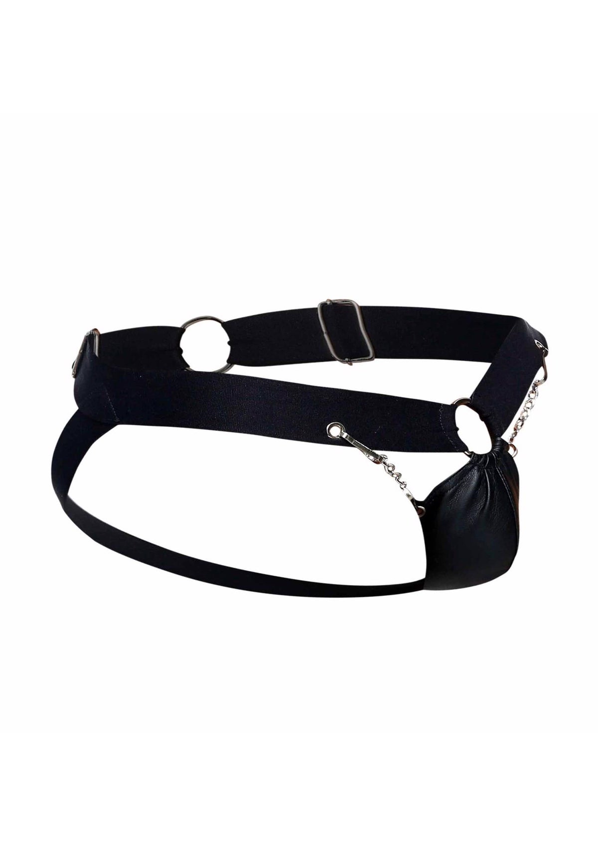 1-Jockstrap łańcuchowy MOB Eroticwear czarny ze skóry ekologicznej-1