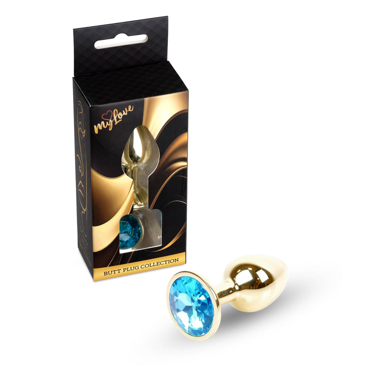 2-MyLove Toys - Złoty Plug Jewellery - Jasnoniebieski-2