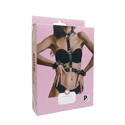 1-Minimalistyczna czarna uprząż BDSM Pure Lust Uma z opaskami-1