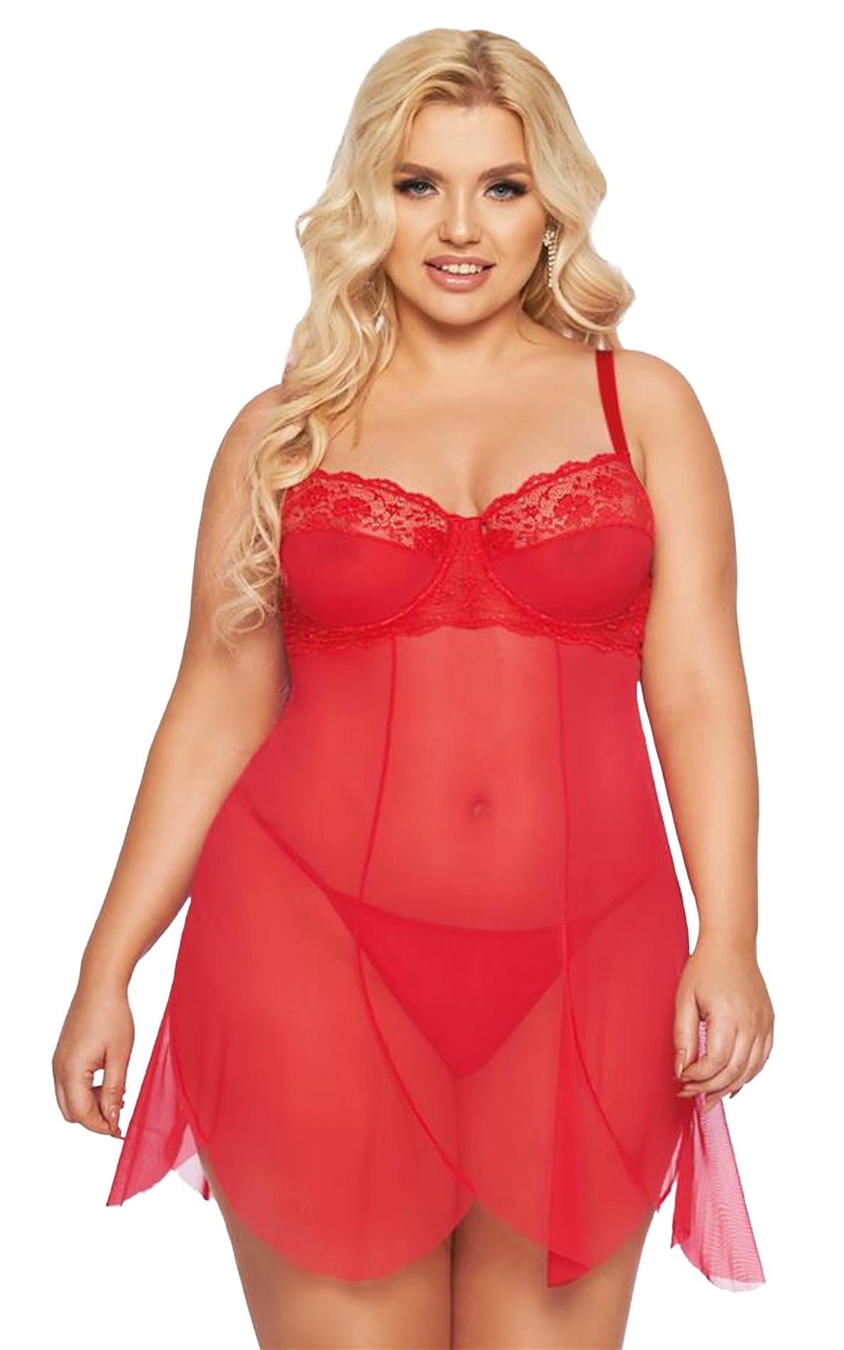 2-Koszulka babydoll Carla czerwona 3XL SoftLine Collection-2