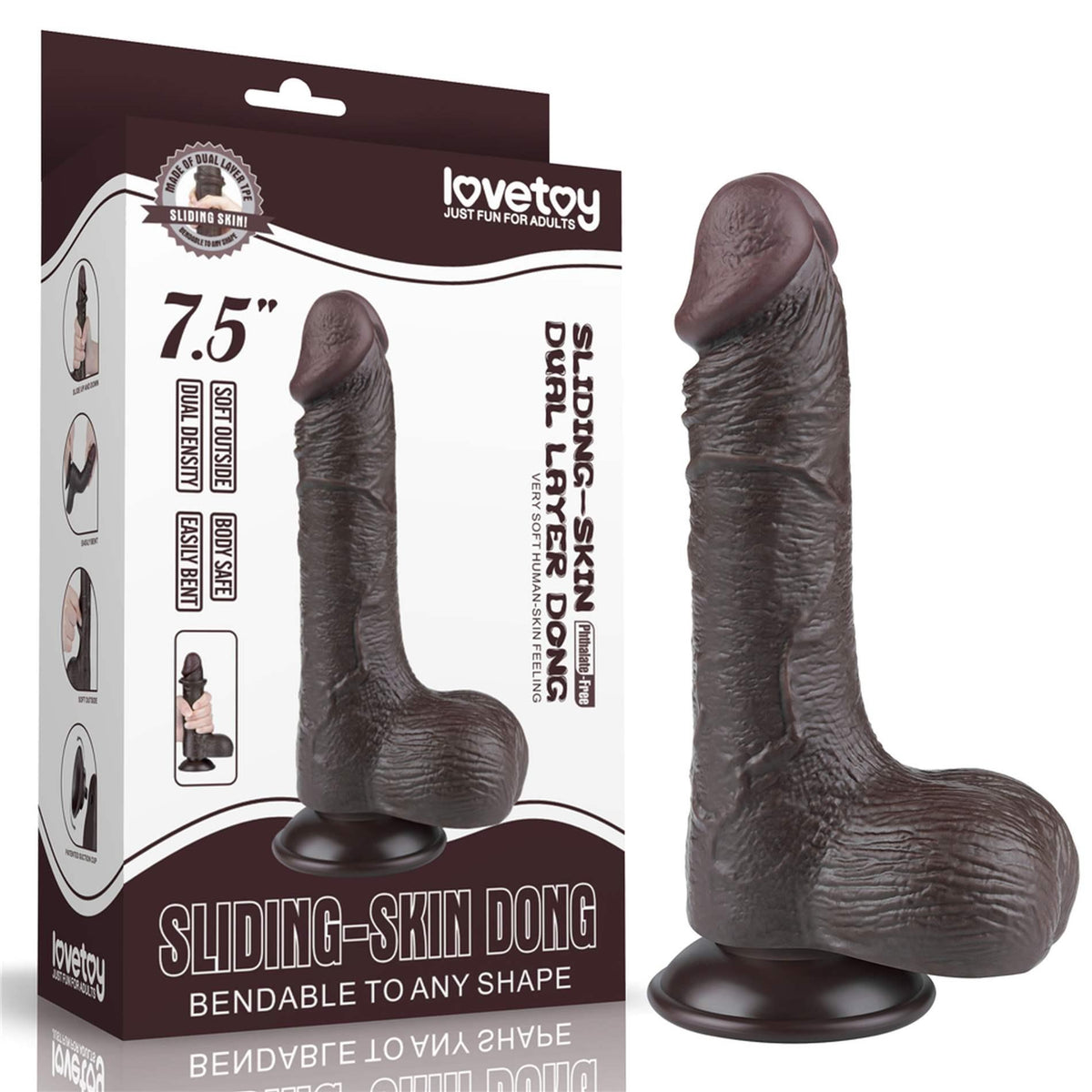 1-7.5'' Sliding Skin Dual Layer Dong Black-1