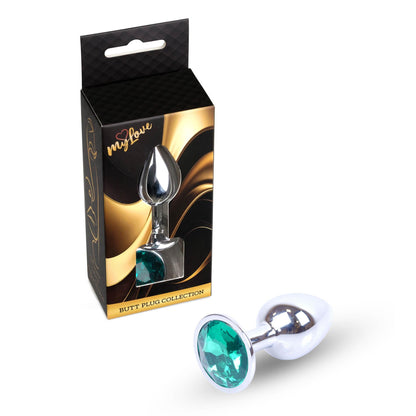 1-Biżuteria analna srebrna MyLove Toys zielony korek 7 cm-1