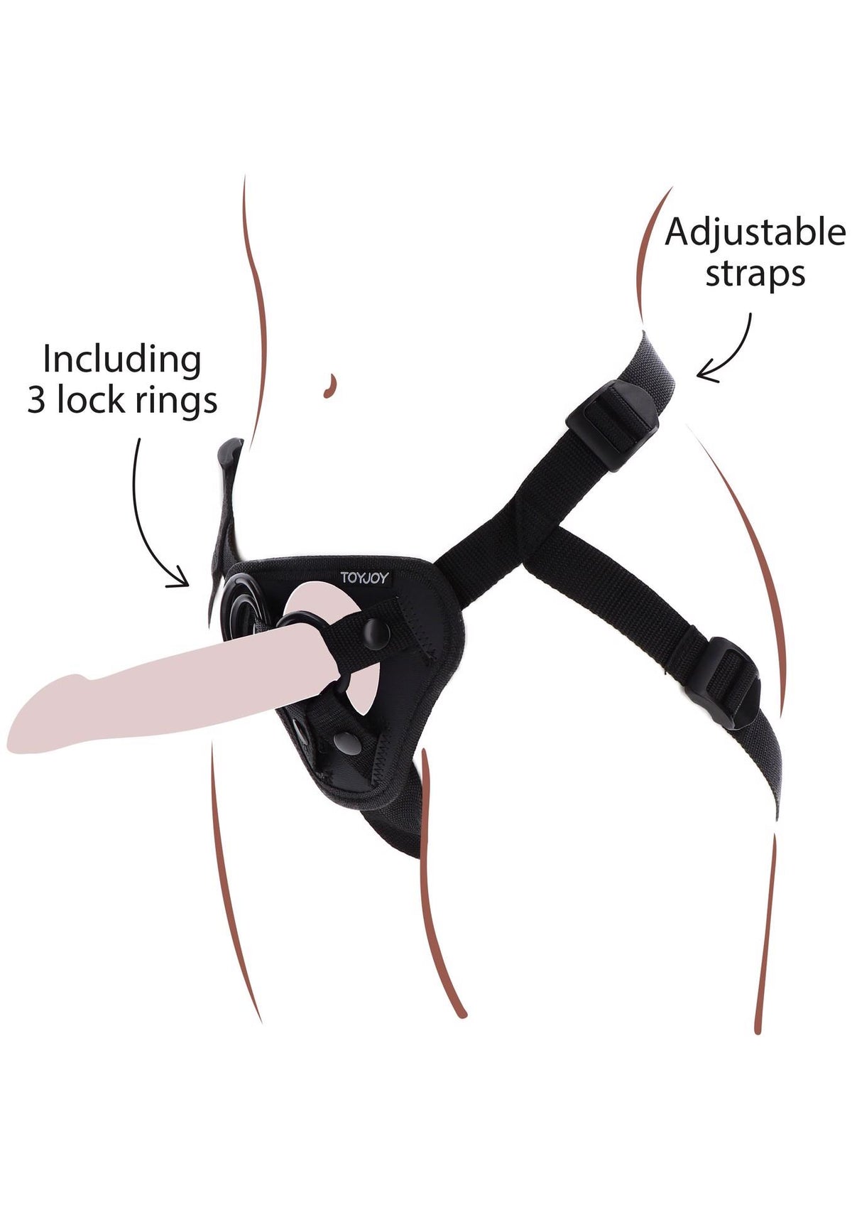 1-Uprząż strap on ToyJoy Get Real poliestrowa czarna-1