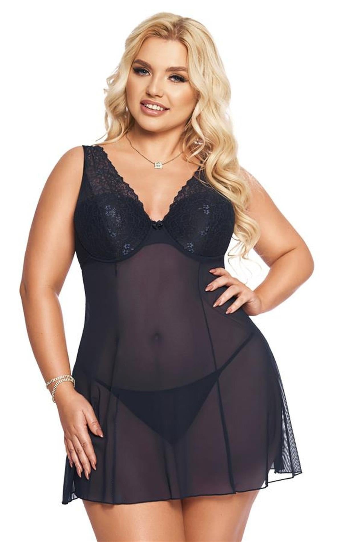 2-Zmysłowa koszulka babydoll Berta niebieska 3XL SoftLine-2