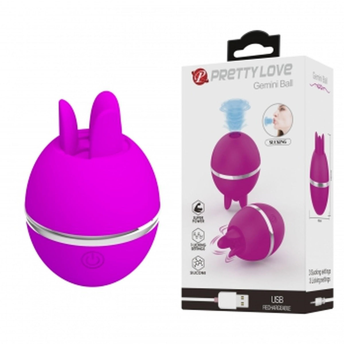 3-PRETTY LOVE - Gemini Ball, Silicone, USB rechargeable-3