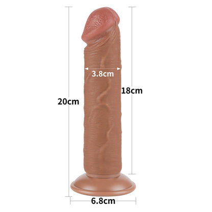 5-Dildo realistyczne z przesuwaną skórą Lovetoy brązowe-5