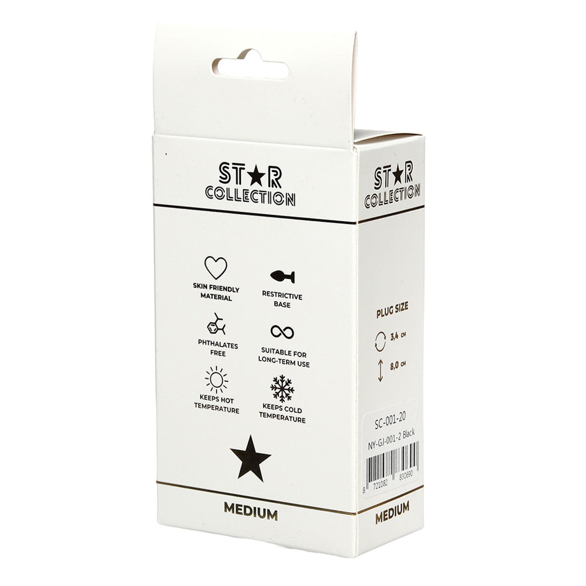 1-Czarny silikonowy czopek analny M z jasnoróżowym kamieniem Star Collection-1