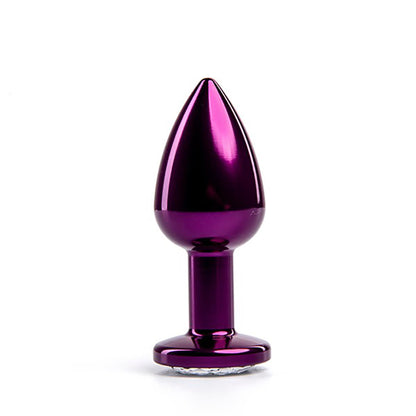 1-Fioletowy korek analny Fantasy z białym diamentem 7 cm-1
