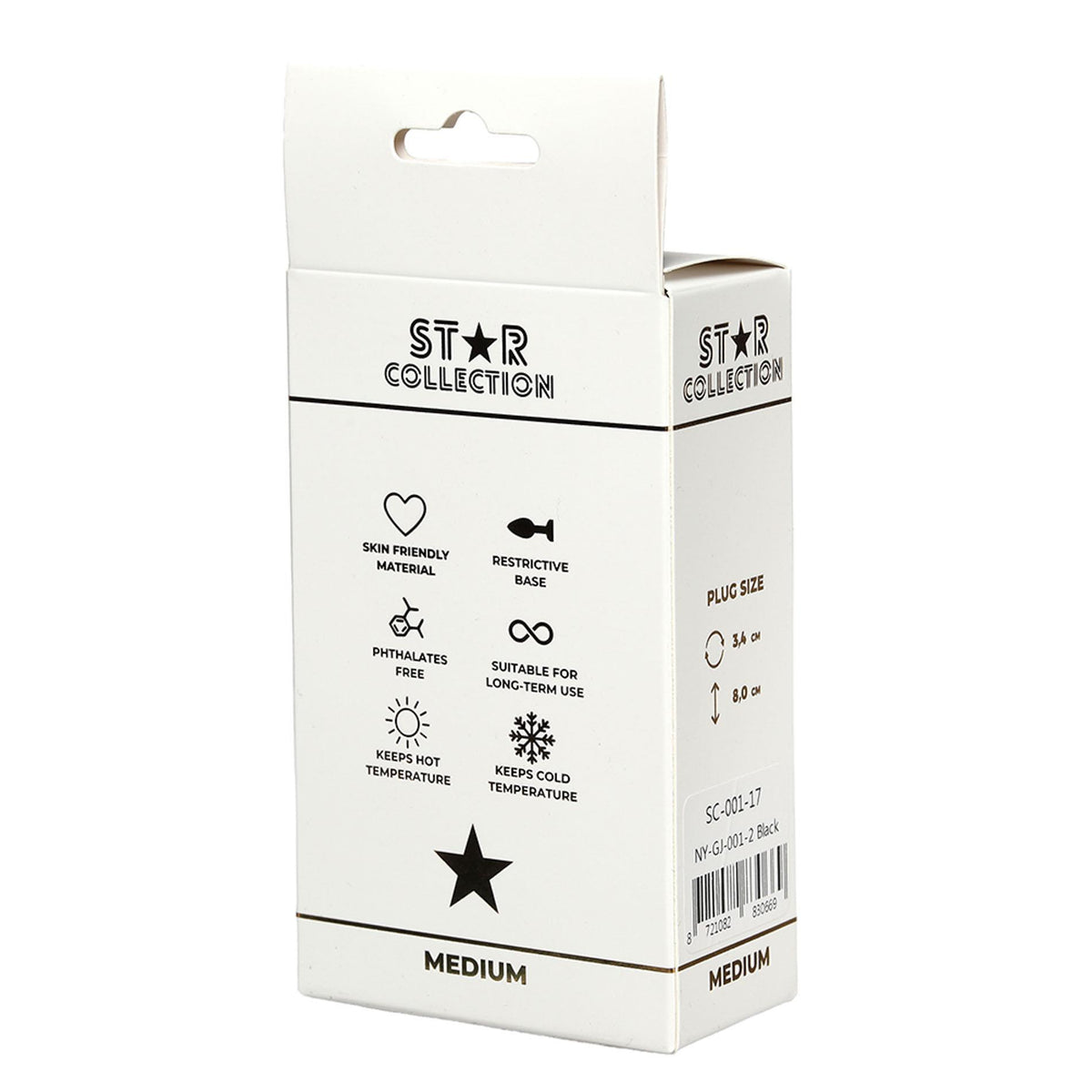 2-Korek analny silikonowy Star Collection czarny M z różowym kamieniem 8,5cm-2