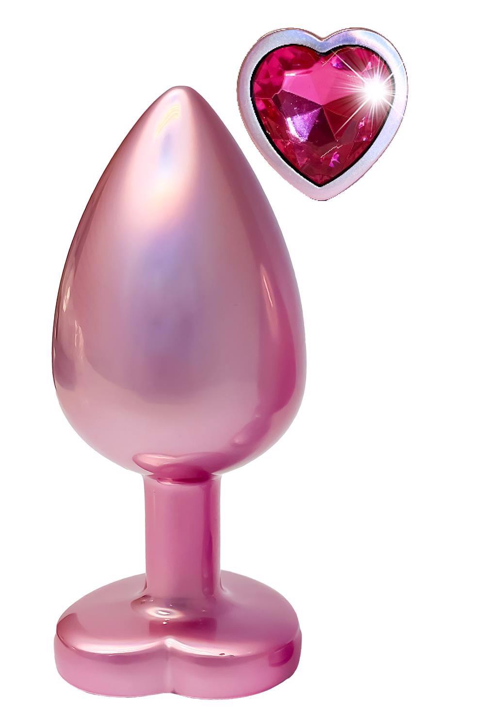 2-Korek analny aluminiowy Gleaming Love różowy z serduszkiem duży-2