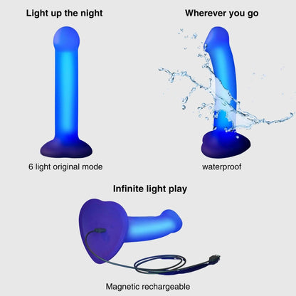 3-Dildo realistyczne LED fioletowe Straponme 18 cm M-3