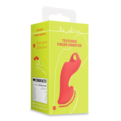 1-Mini wibrator na palec teksturowany Loveline czerwony 12 cm-1