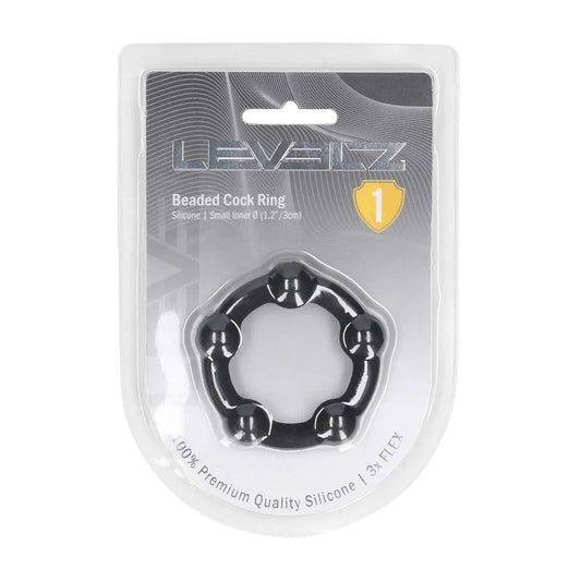 1-Pierścień erekcyjny silikonowy koralikowy Levelz S 3cm czarny-1