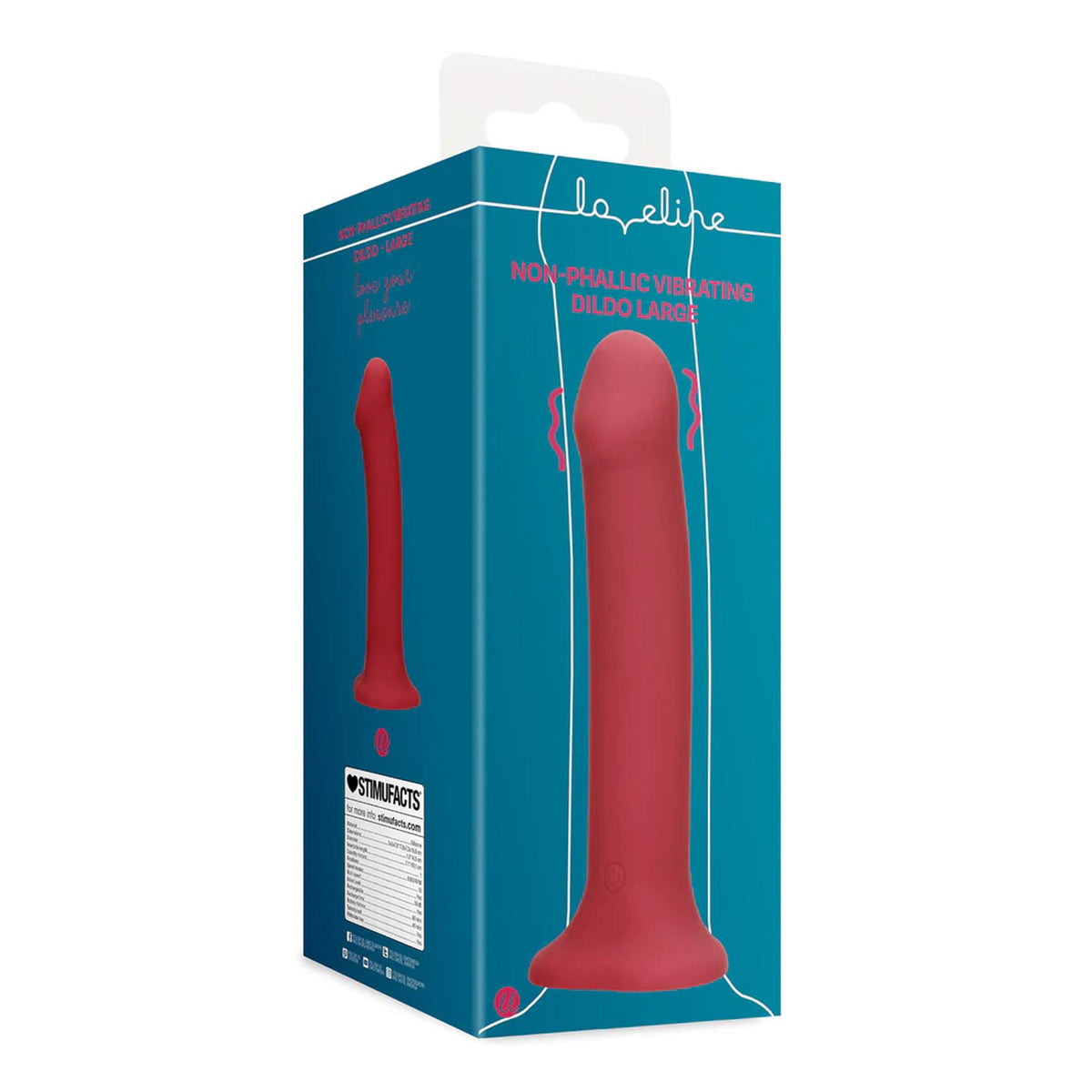 6-Duże wibrujące dildo silikonowe Loveline malinowy czerwony 20 cm-6