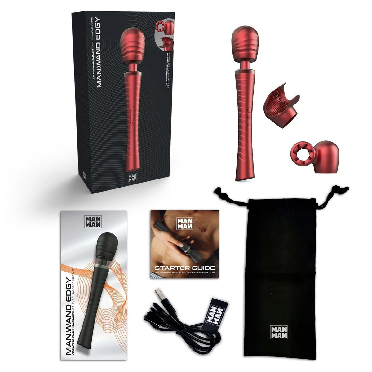 3-Masażer wibracyjny Man.wand Edgy czerwony silikonowy 30 cm-3