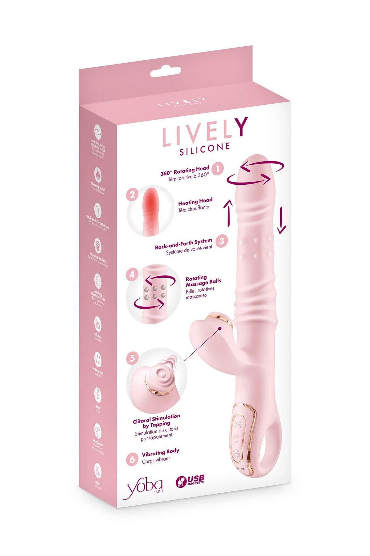 1-Wibrator króliczek Yoba Lively podgrzewany różowy USB-1