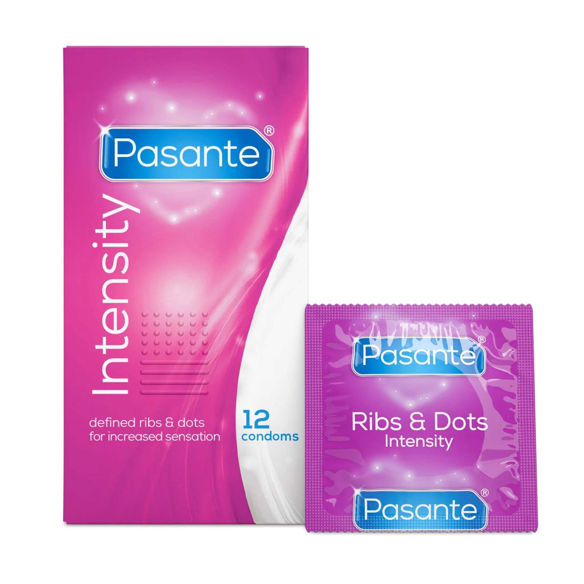 2-Prezerwatywy prążkowane kropkowane Pasante Intensity 12 szt-2