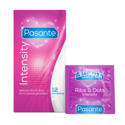 2-Prezerwatywy prążkowane kropkowane Pasante Intensity 12 szt-2