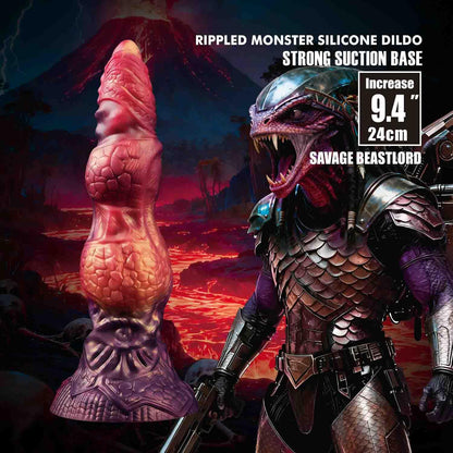 5-Dildo silikonowe pofalowane Savage Beastlord 24 cm Power Monsters-5