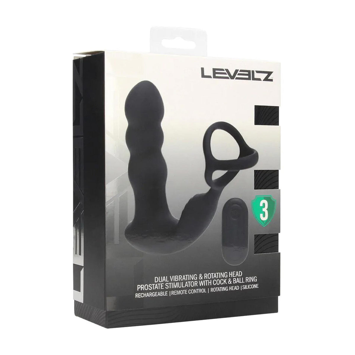 2-Masażer prostaty z rotującą głowicą Levelz silikonowy czarny 16,8 cm-2