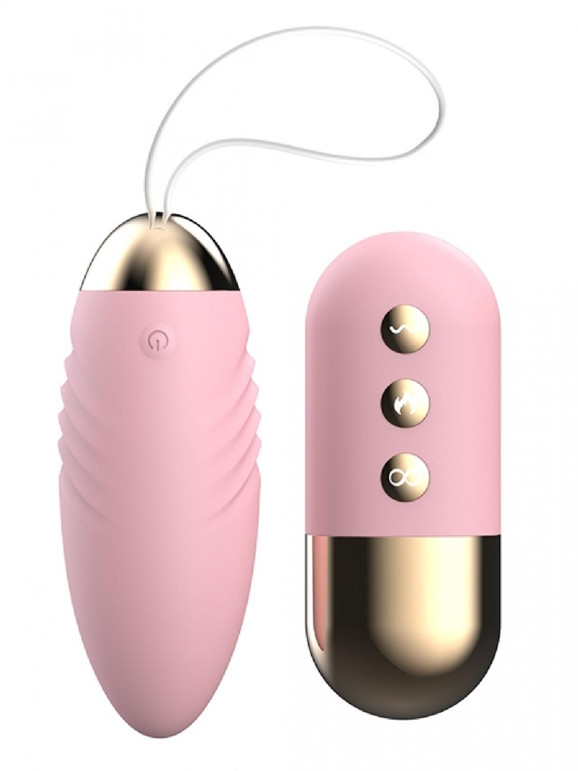 2-Wibrujące jajko zdalne rozgrzewane Argus różowe silikonowe USB 8 cm-2