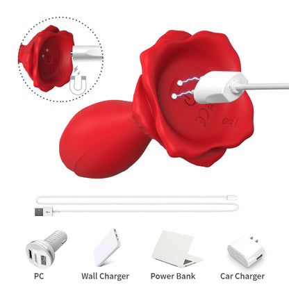 6-Plug analny wibrujący Rosenberg czerwony 9 funkcji USB 10 cm-6