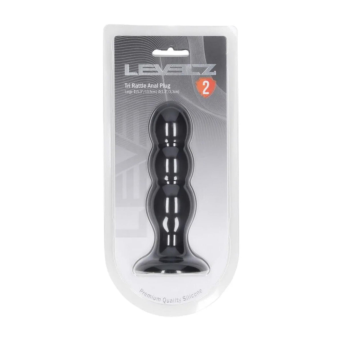 3-Korek analny potrójny z grzechotką Levelz silikonowy L czarny 13,5cm-3