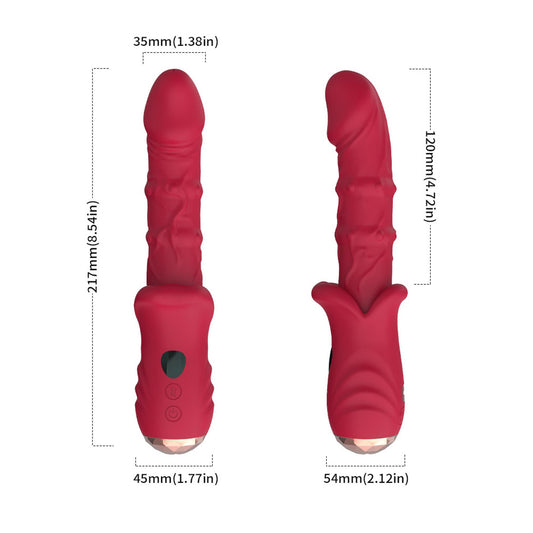 2-Wibrator punktu G czerwony realistyczny 9 wibracji B Series Joy USB 22 cm-2