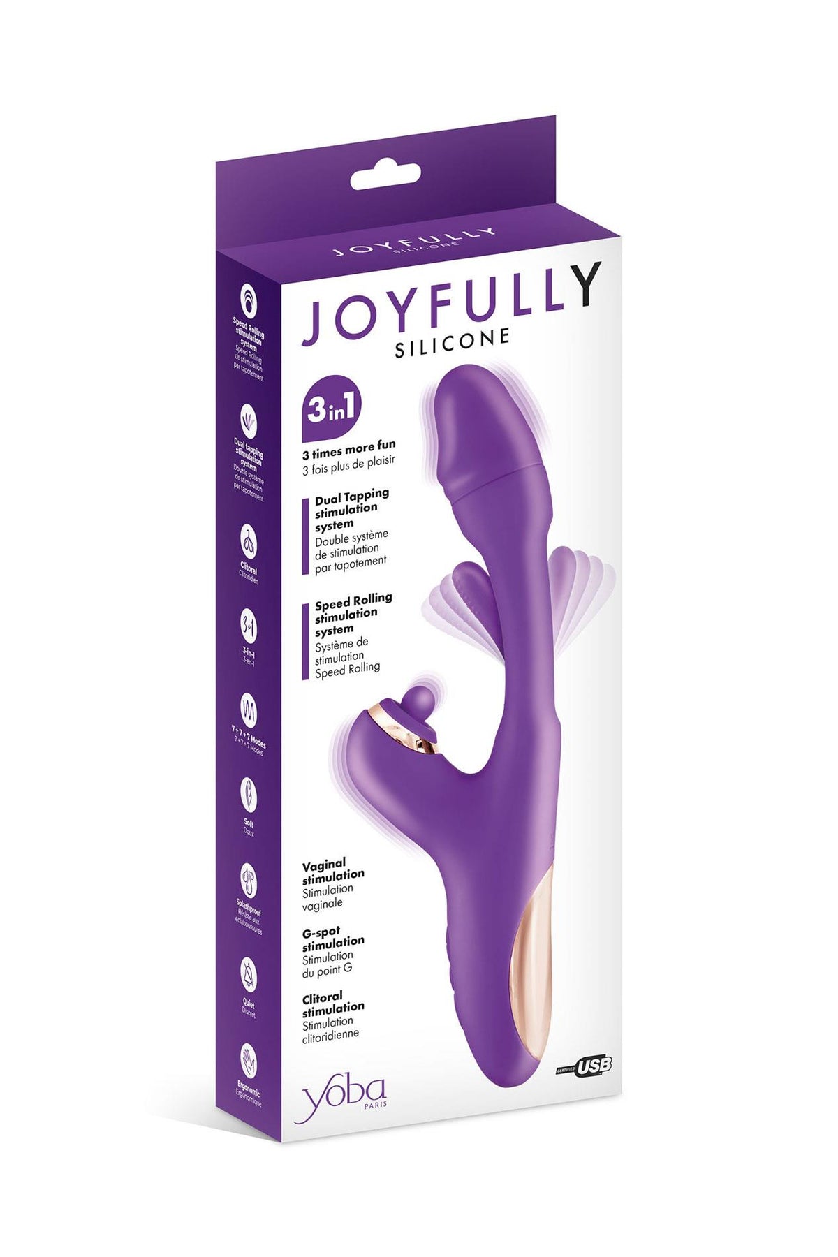 1-Joyfully 3-in-1 Rabbit Vibrator with Tapotem purple-1