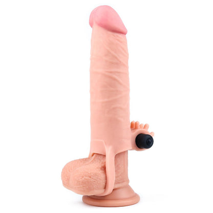 4-Add 2"" Pleasure X Tender Vibrating Penis Sleeve Flesh-4