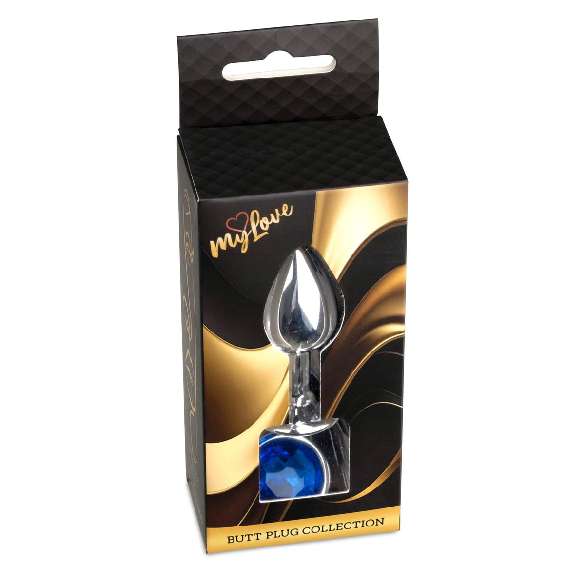 4-Biżuteria analna stalowa MyLove Toys ciemnieniebieska z diamentem 7 cm-4
