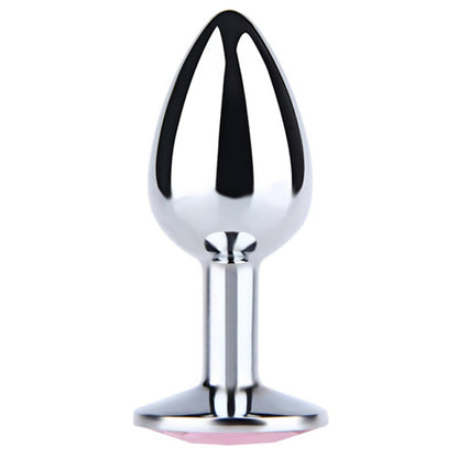 3-Korek analny srebrny Fantasy średni z różowym diamentem 8 cm-3