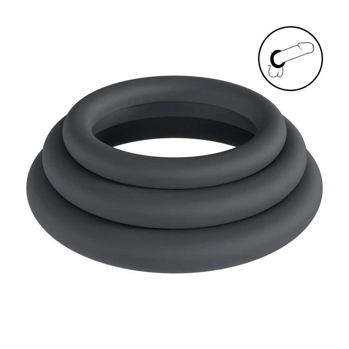 1-Zestaw 3 silikonowych pierścieni erekcyjnych Levelz L XL XXL czarny-1