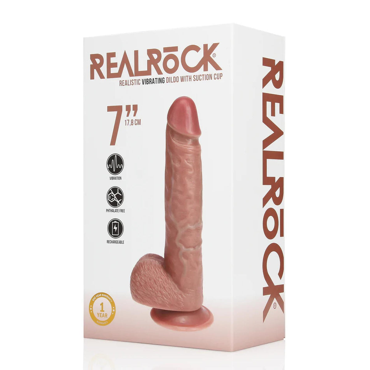3-Wibrator realistyczny RealRock z jajami cielisty 18 cm-3