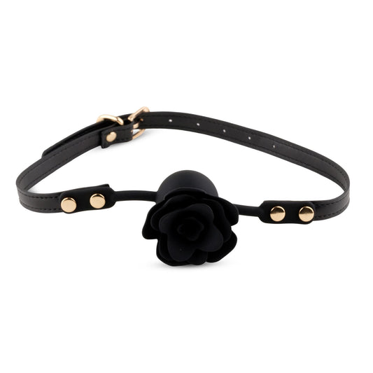 2-Knebel silikonowy Black Rose z różą i kanałem 4,2 cm-2