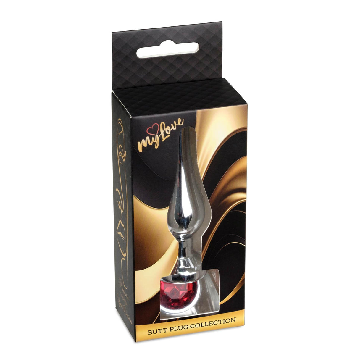 3-Korek analny srebrny z czerwonym diamencikiem MyLove Toys 9,5 cm-3