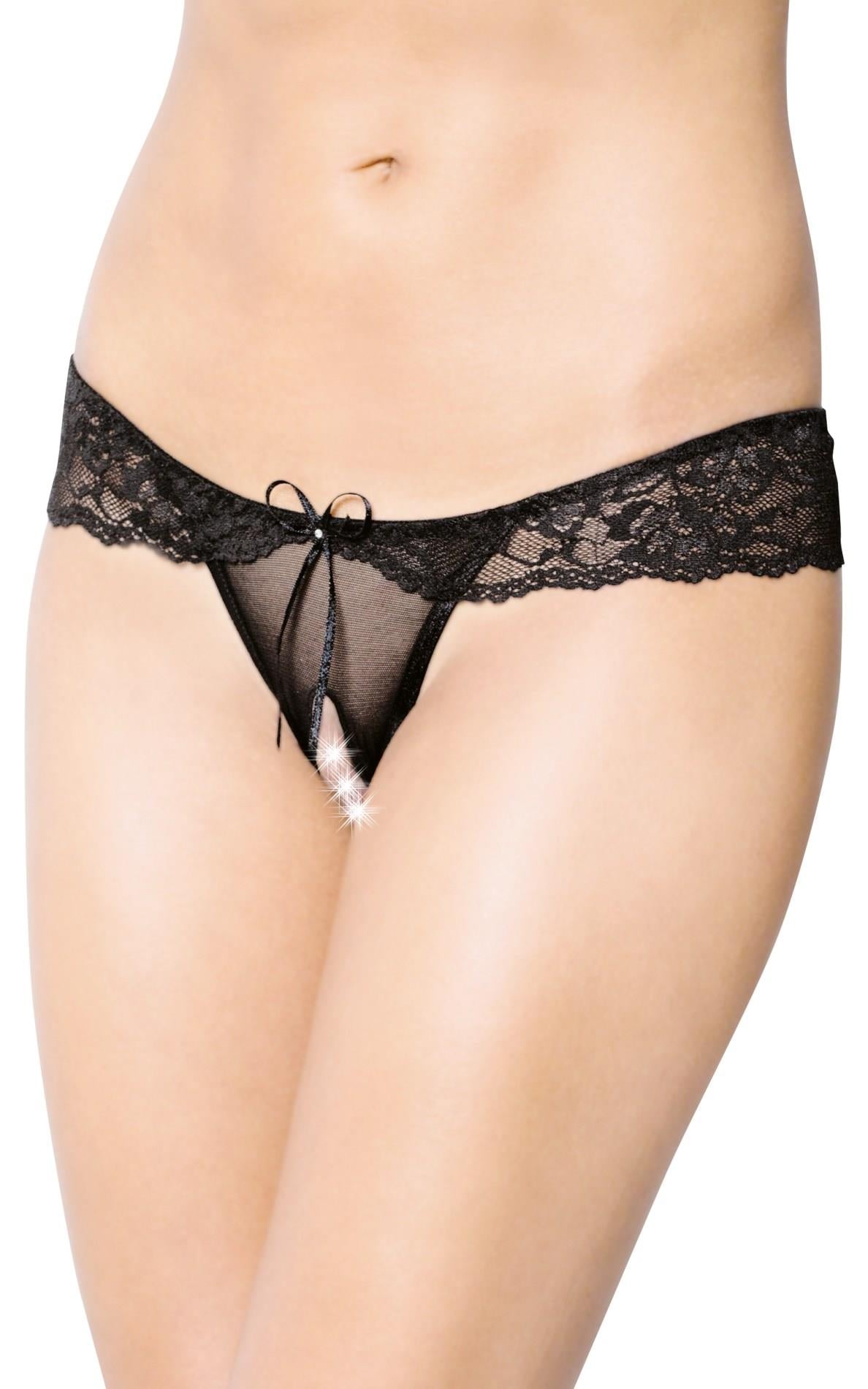 2-Stringi koronkowe SoftLine 2443 czarne S/M-2