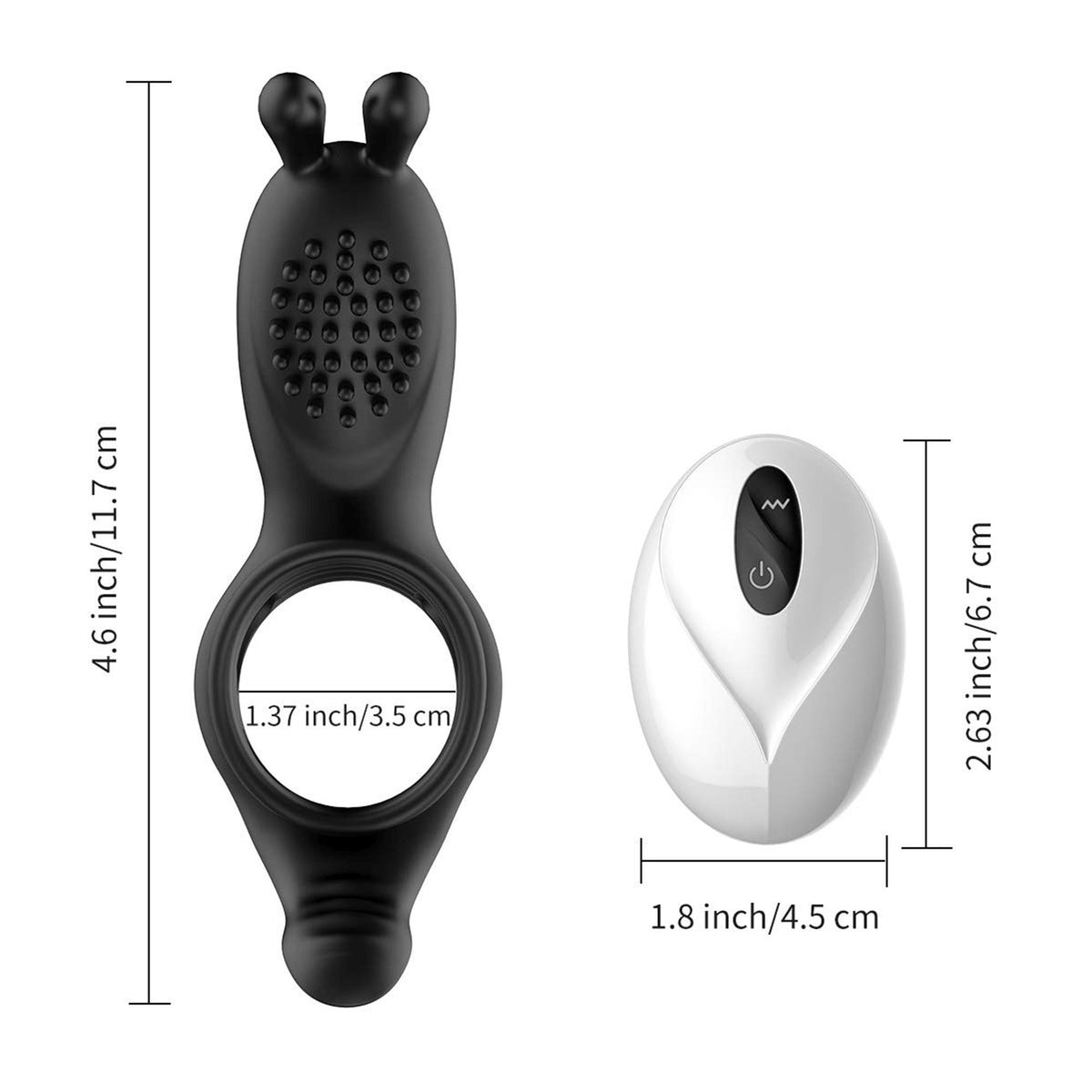 2-Pierścień erekcyjny wibrujący króliczy z pilotem B Series Cute czarny USB-2