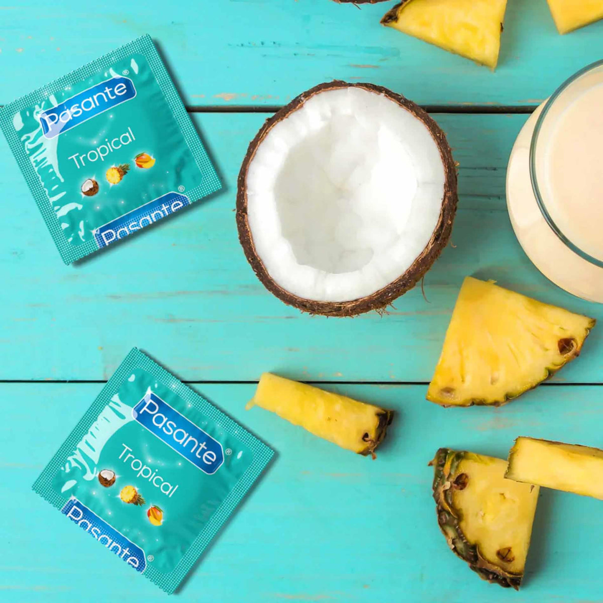 2-Prezerwatywy Pasante Tropical mango ananas kokos 144 szt-2