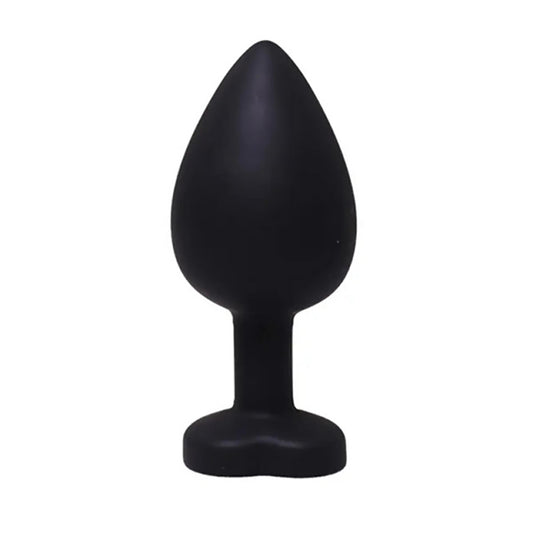 2-Korek analny silikonowy serduszko Fantasy Large czarny z kryształem 9 cm-2