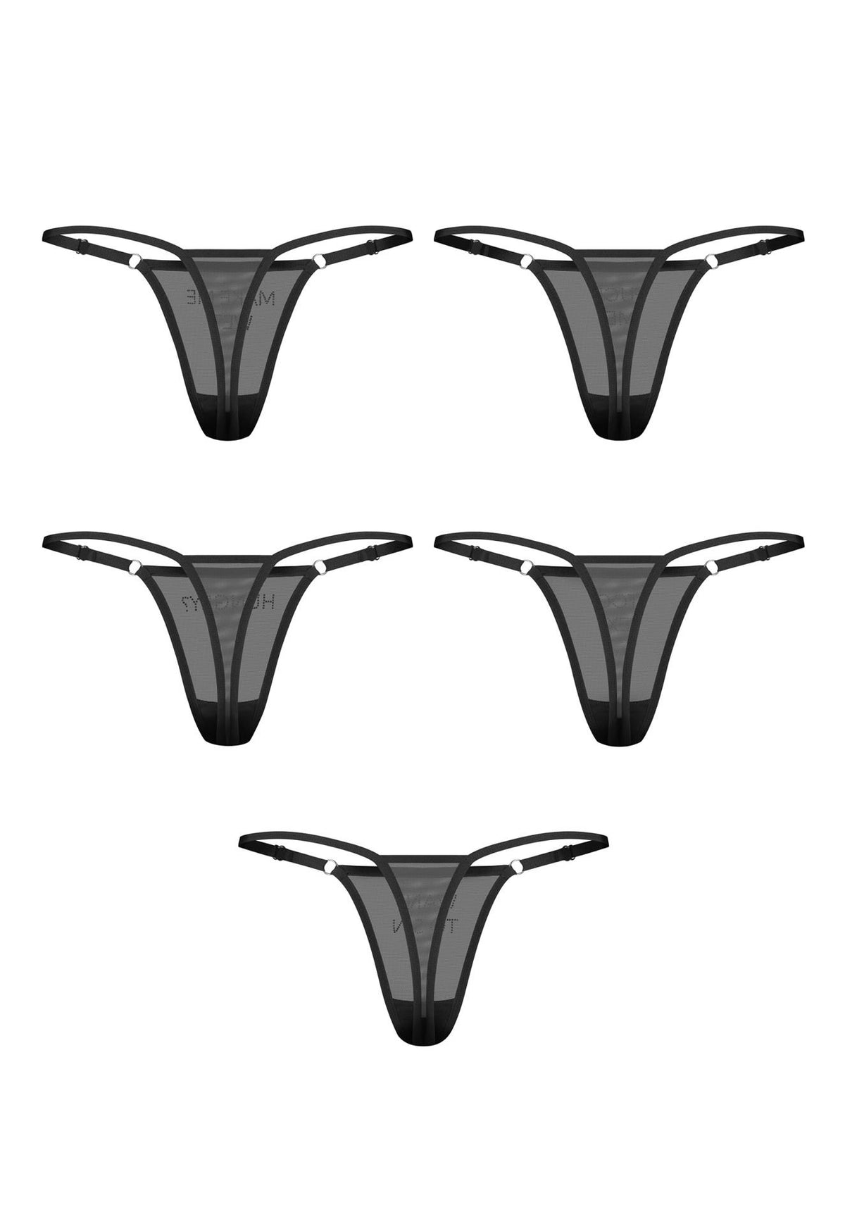 1-5pak stringów Violami Obsessive transparentnych z cyrkoniami L/XL-1